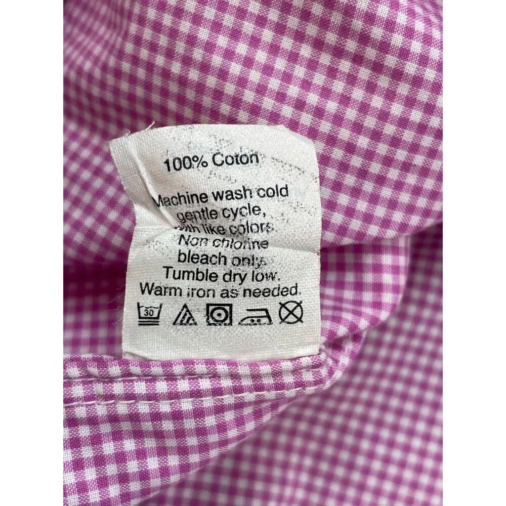 J Crew Shirt Men Large Gingham 100% Cotton‎ Ludlow 120's 2-Ply Button Up